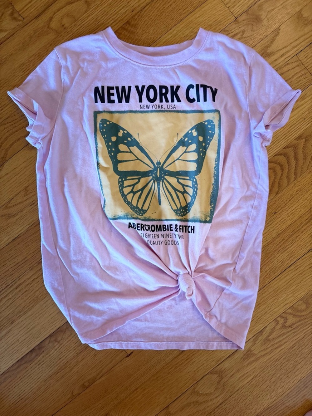abercrombie kids pink tee with yellow graphic 11/12